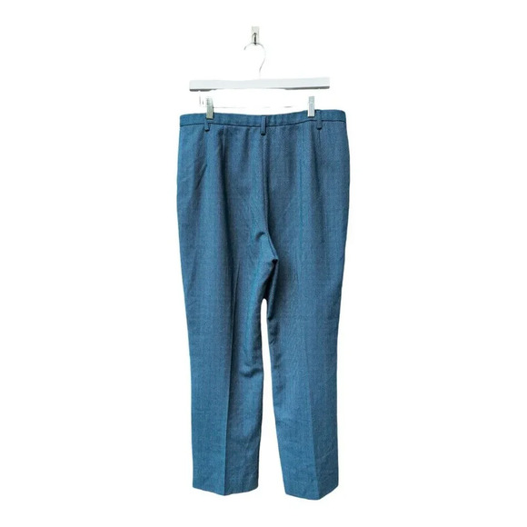 Pendleton Women’s Virgin Wool Herringbone Pants Peacock Blue Size 16 Academia - Picture 2 of 9
